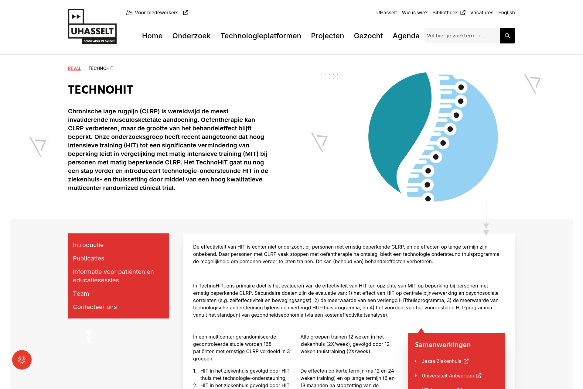 Screenshot of the TechnoHIT project website